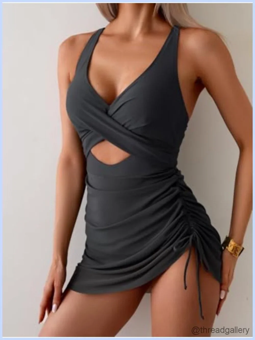 Women's Swim Dress Tummy Control Full Coverage Mesh Skirt Swimsuit with